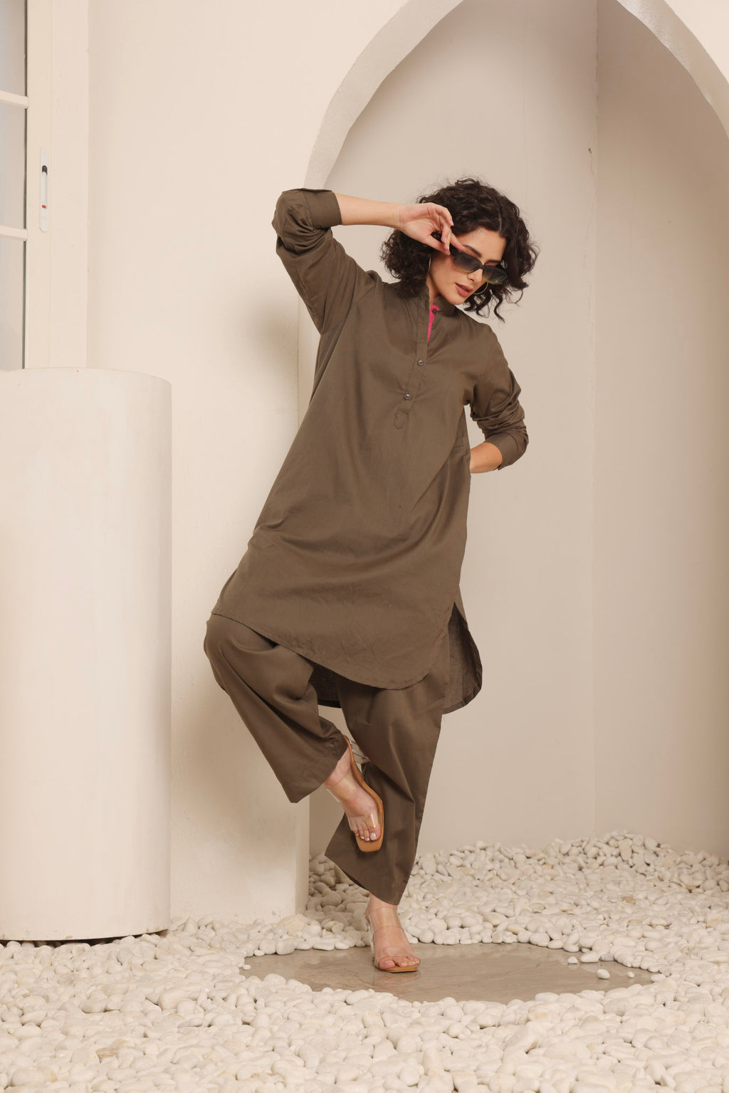 Grey-Brown Kurta Set