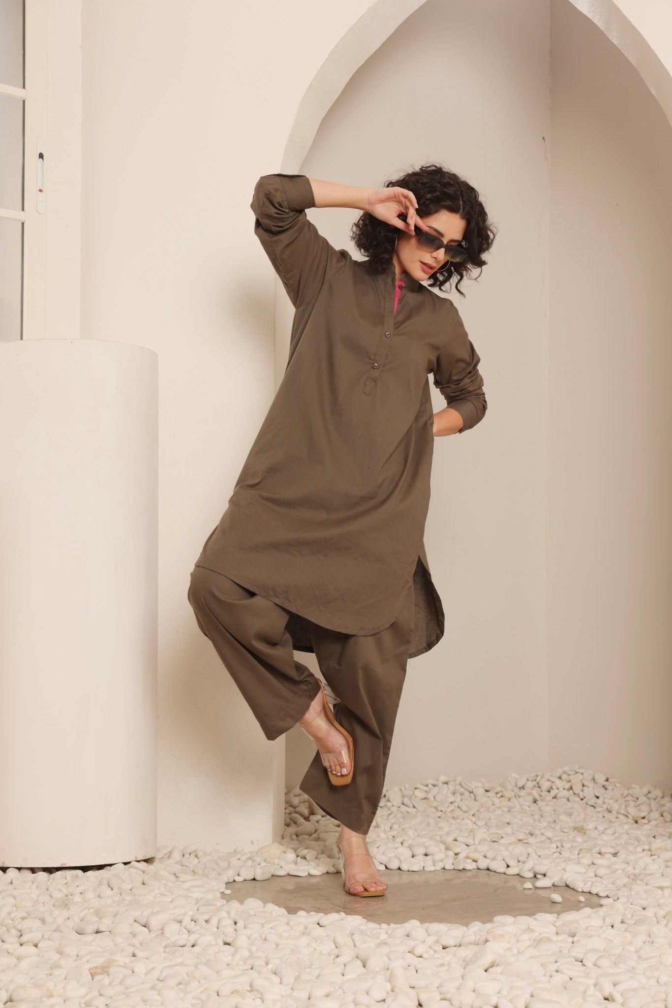 Grey-Brown Kurta Set