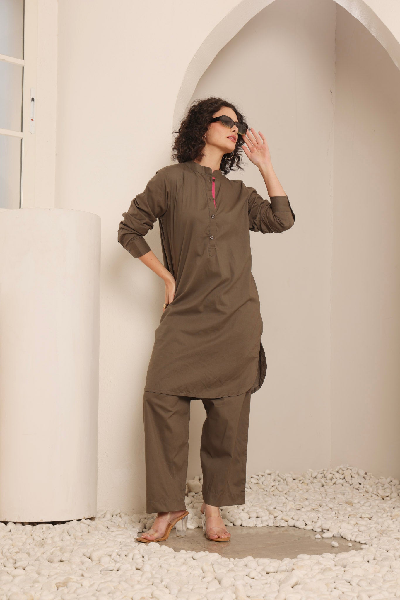 Grey-Brown Kurta Set