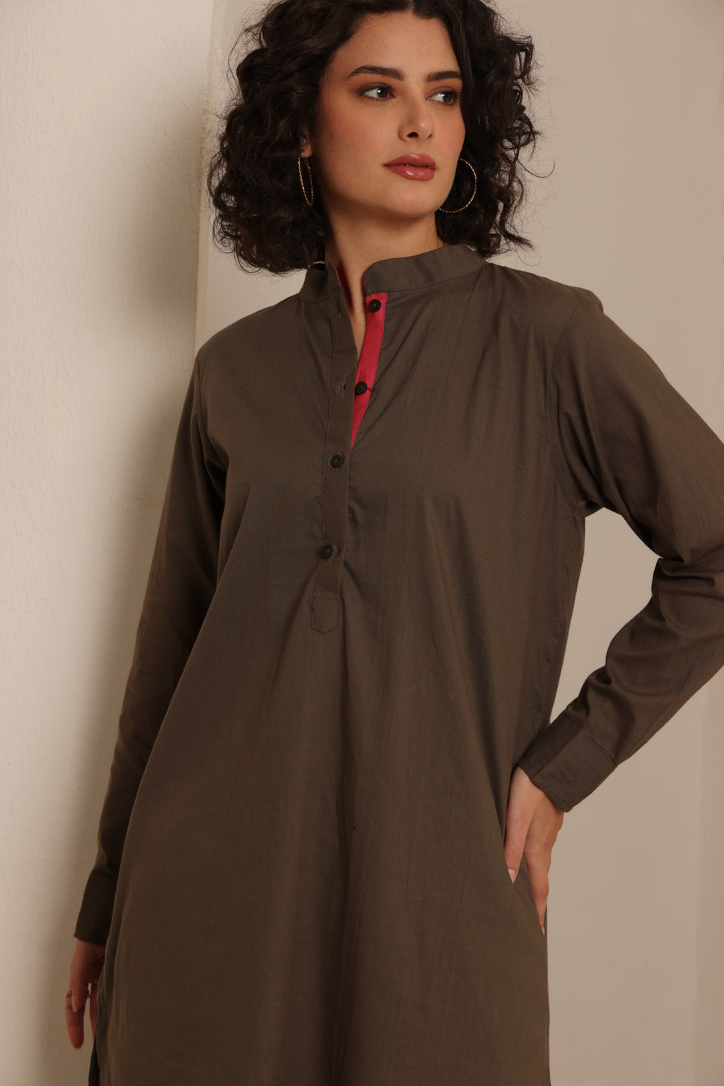 Grey-Brown Kurta Set