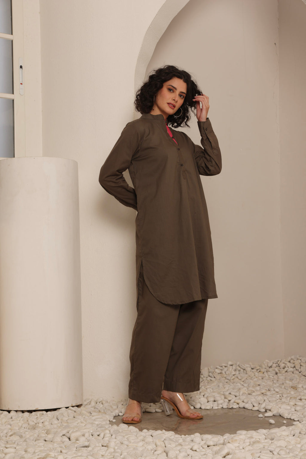 Grey-Brown Kurta Set