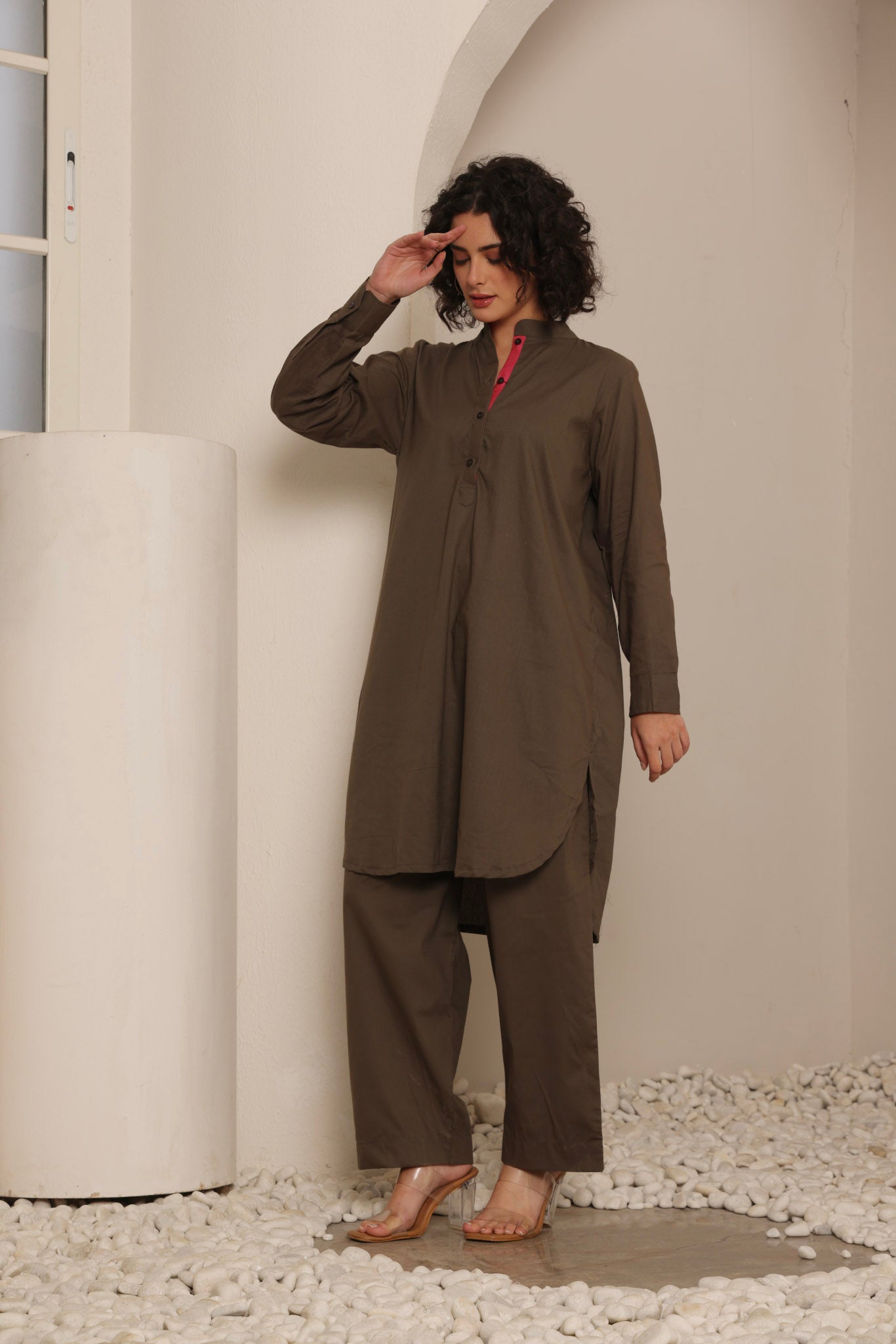 Grey-Brown Kurta Set