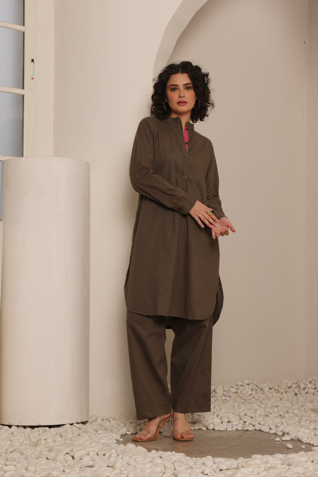 Grey-Brown Kurta Set