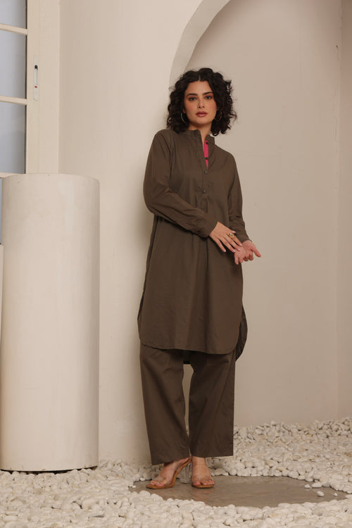 Grey-Brown Kurta Set