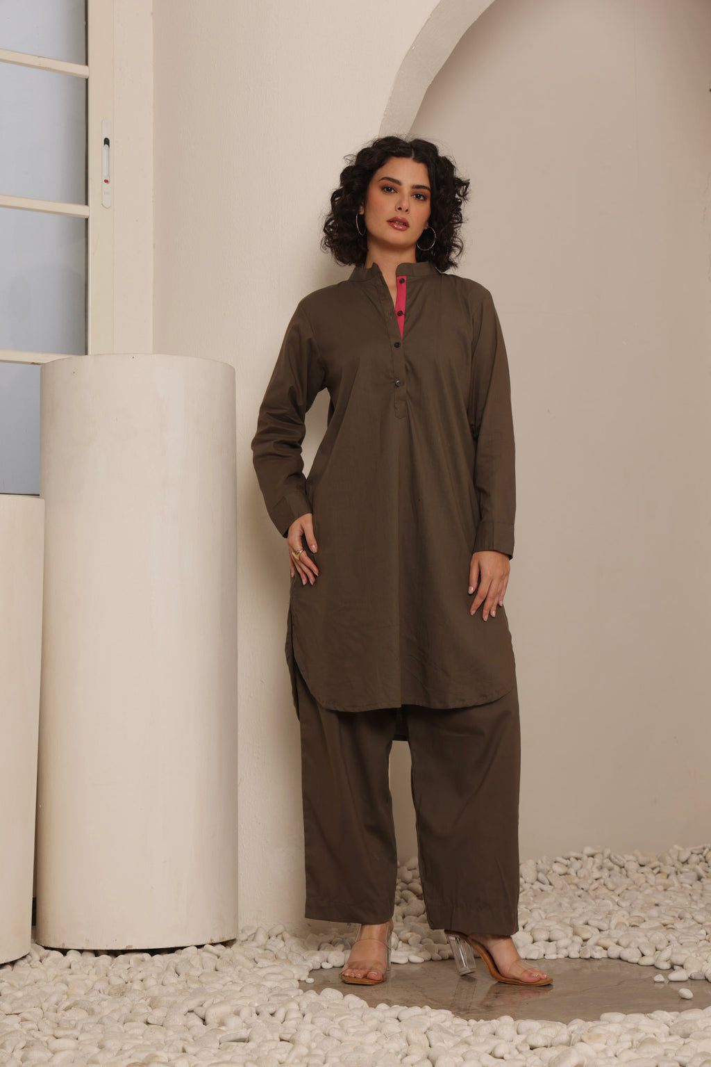 Grey-Brown Kurta Set